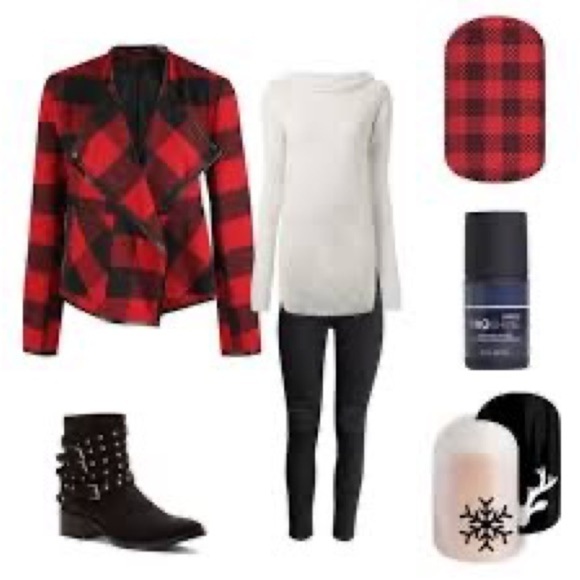 JAMBERRY Partial Sheet Red and Black Buffalo Plaid Nail Wraps - Friday Flannel - Picture 9 of 12